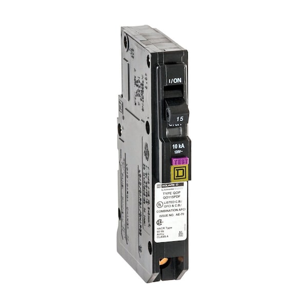 Square D Miniature Circuit Breaker, QO Series, 15A, 1 Pole, 120V AC, 10kA at 120V AC QO115PDFC - main
